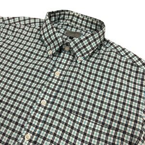 Christian Dior Shirt Mens Size 42 Blue Plaid Colorful Short Sleeve Button Down